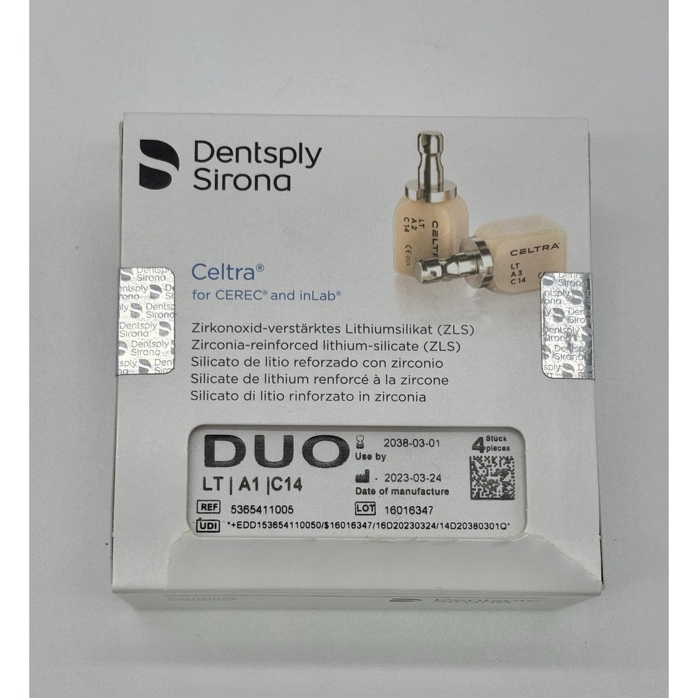 Dentsply Sirona Celtra Duo LT A1 C14 CAD CAM Blocks 4pcs CEREC inLab 2038